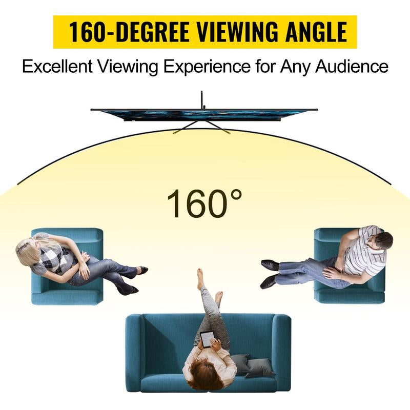VEVOR Tripod Projector Screen with Stand 100Inch 16:9 4K HD Projection Screen Stand Wrinkle-Free Height Adjustable Portable Screen for Projector Indoor & Outdoor for Movie, , Home Cinema, Gaming, Office