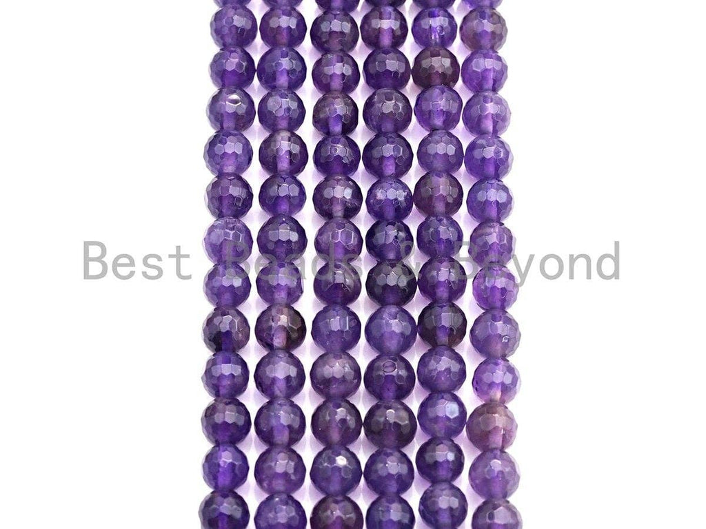 High Quality Natural Amethyst Round Faceted Beads, 4mm/6mm/8mm/10mm/12mm Amethyst Beads, 15.5" Full Strand, sku#U726