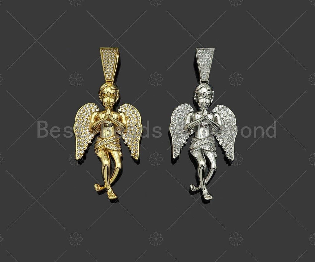 CZ Micro Pave Large Prayer Angel Shape Pendant/Charm, sku#L491