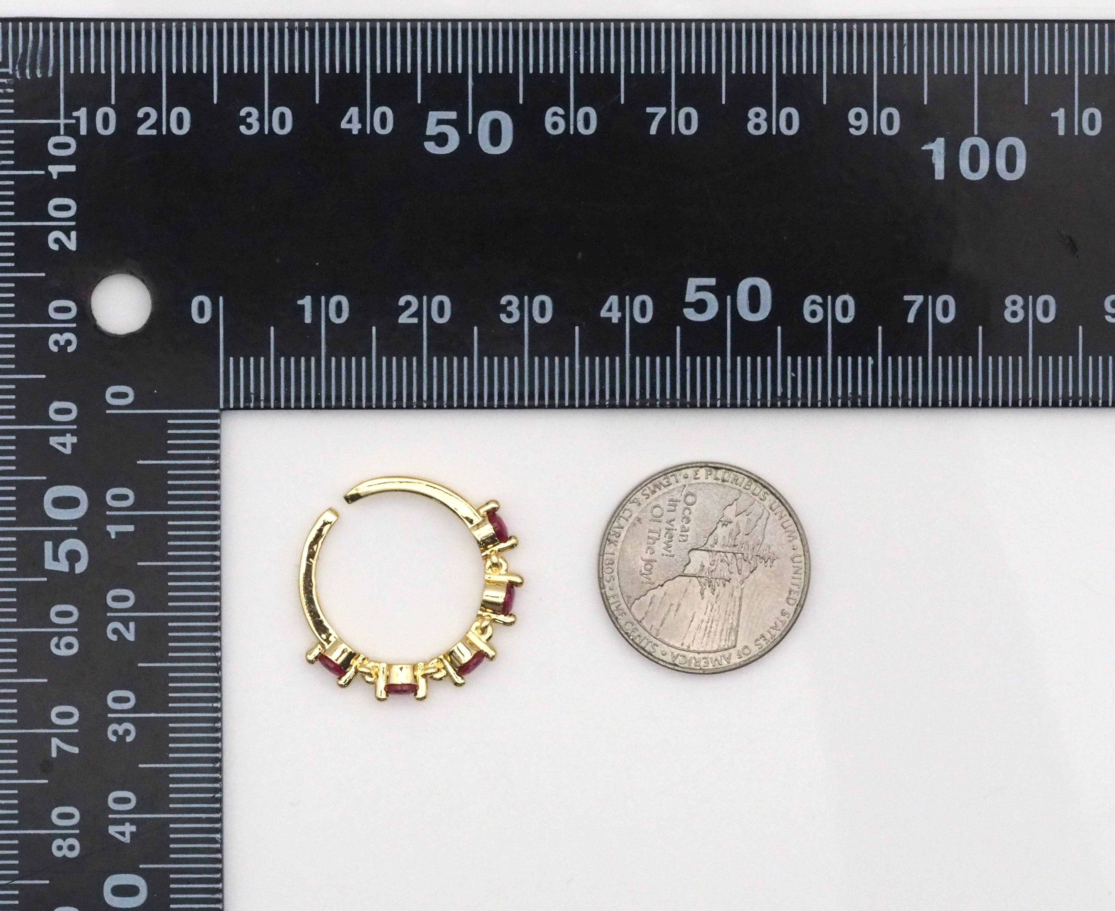Gold Colorful CZ  Oval Diamond Adjustable Ring, Sku#LD375