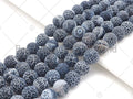 High Quality Natural Black Frosted Matte Fire Agate, Round 6mm/8mm/10mm/12mm Fire Agate, Black Cracked Agate, 15.5" Full Strand, sku#UA142