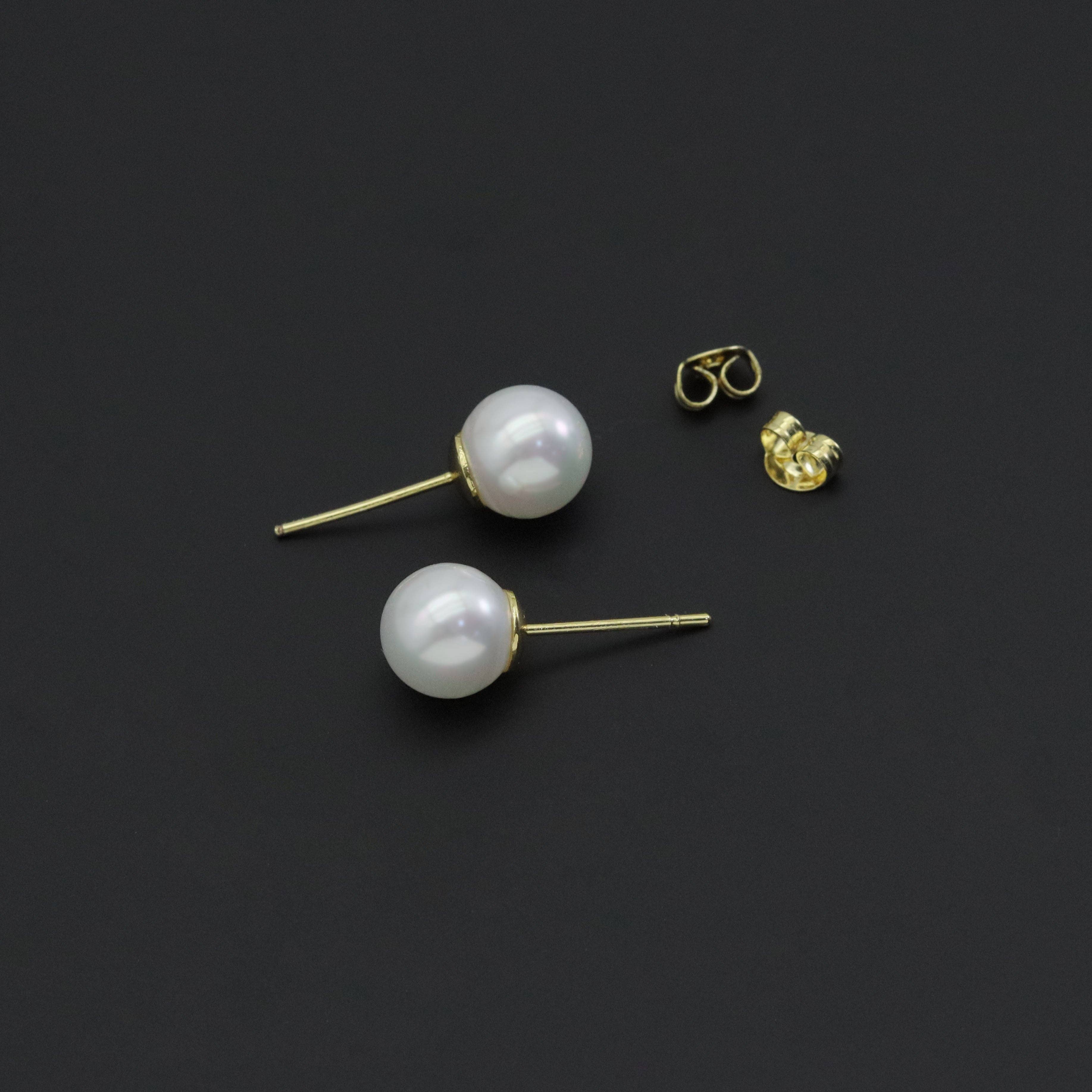 White Mother of Pearl Stud Earrings, Sku#EF529