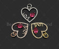 Big Fuchsia CZ Micro Pave Love On Heart Shape Pendant/Charm,Cubic Zirconia Paved Charm, Necklace Bracelet Charm Pendant, 16x17mm,Sku#Y356