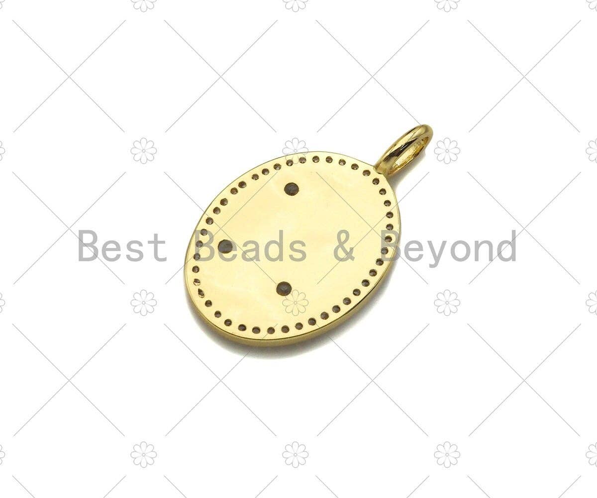 Turquiose Blue Enamel Flower On White Enamel Oval Shape Pendant, 18K Gold Filled Enamel Oval Charm,19x30mm,Sku#Z1376