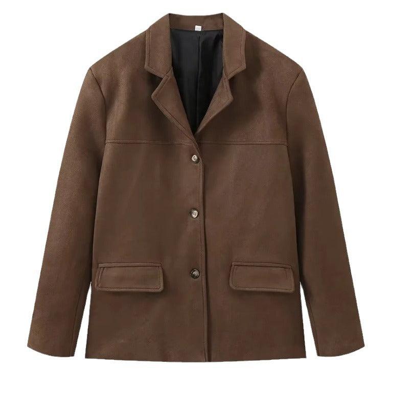 Veste Princesse en Daim Intemporelle - Veste Rétro Chic Mocha et Latte pour Femmes