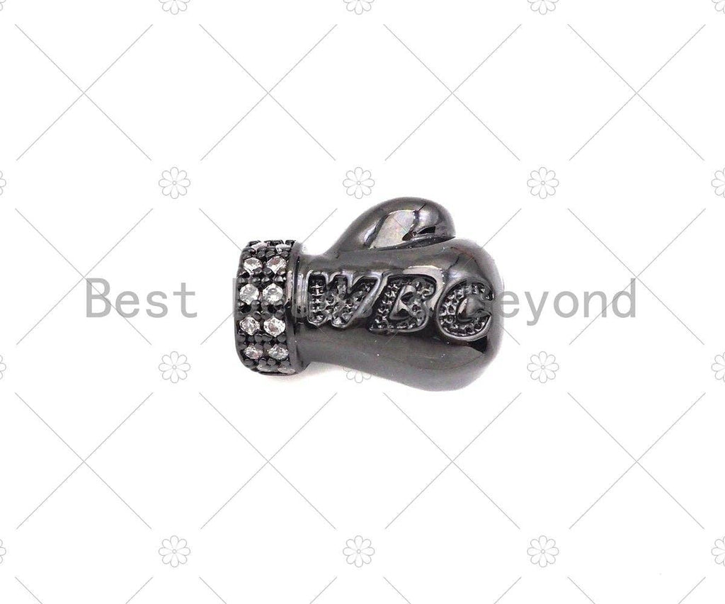 CZ Micro Pave Boxing Gloves Big Hole Spcer Beads, Gold/Silver/Rose Gold/Gunmetal WBC Spacer Beads, Men's Bracele Charm, 9x13mm,Sku#Y424