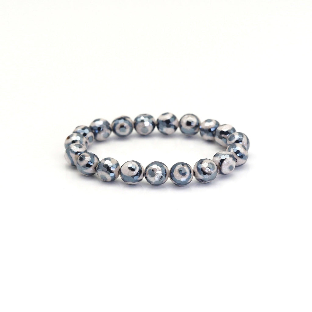 Mystic Evil Eye Tibetan Agate Stretchy bracelet, Sku#EF428
