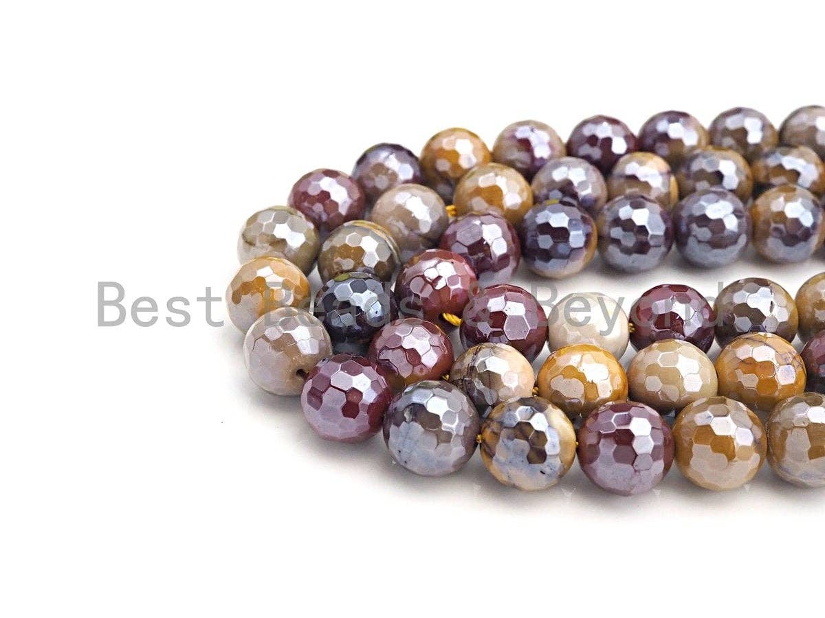 High Quality Plated Natural Mookaite beads,Round Faceted Beads,6mm/8mm/10mm Gemstone Beads, 15.5inch FULL strand, SKU#UA91