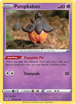 Pumpkaboo 076/203 - SWSH07 Evolving Skies Reverse Holofoil