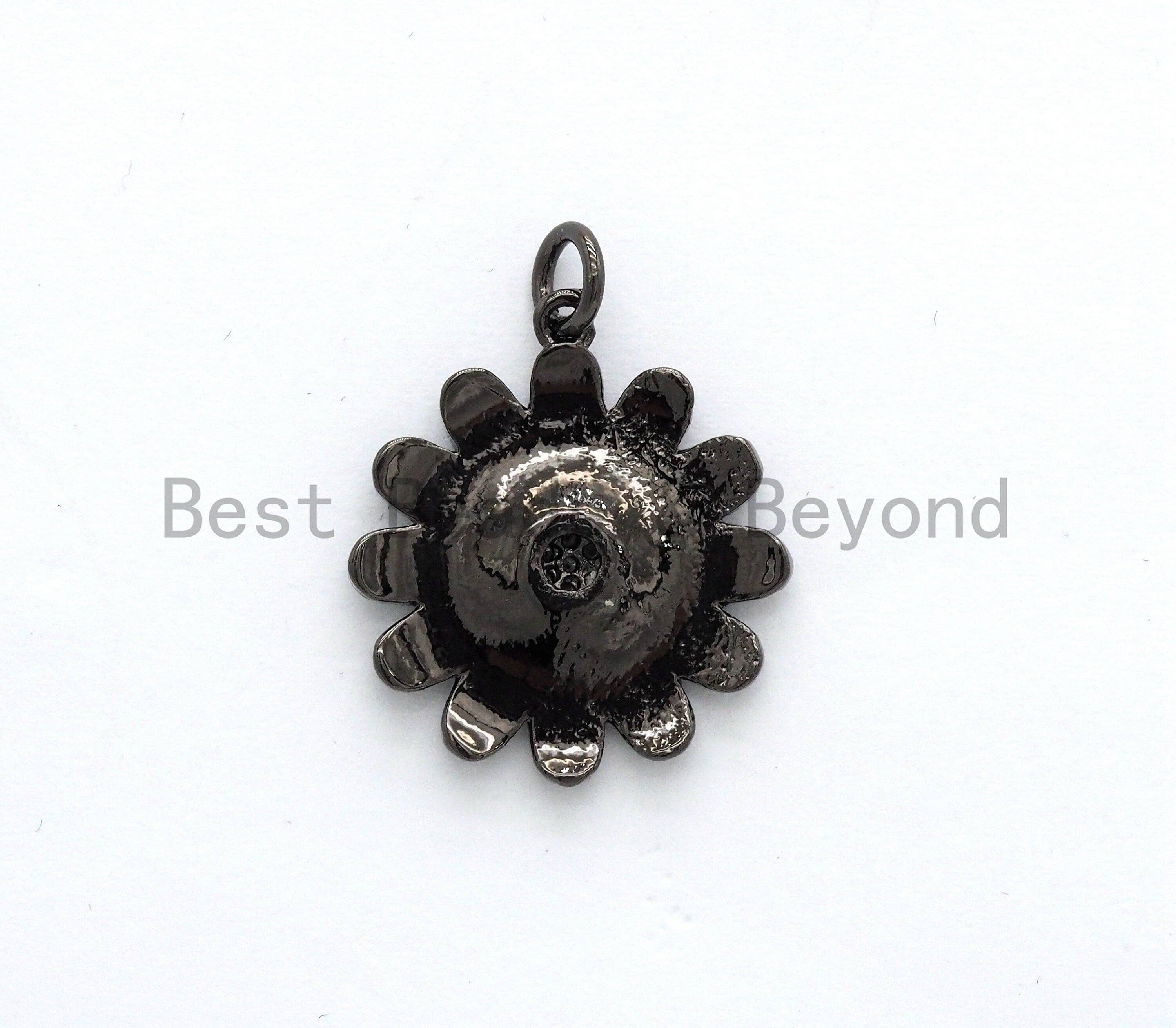 19mm Enamel Daisy flower Pendant,CZ Micro Pave Oil Drop Flower pendant,Enamel Charm,Enamel Jewelry,19x21mm,sku#F585