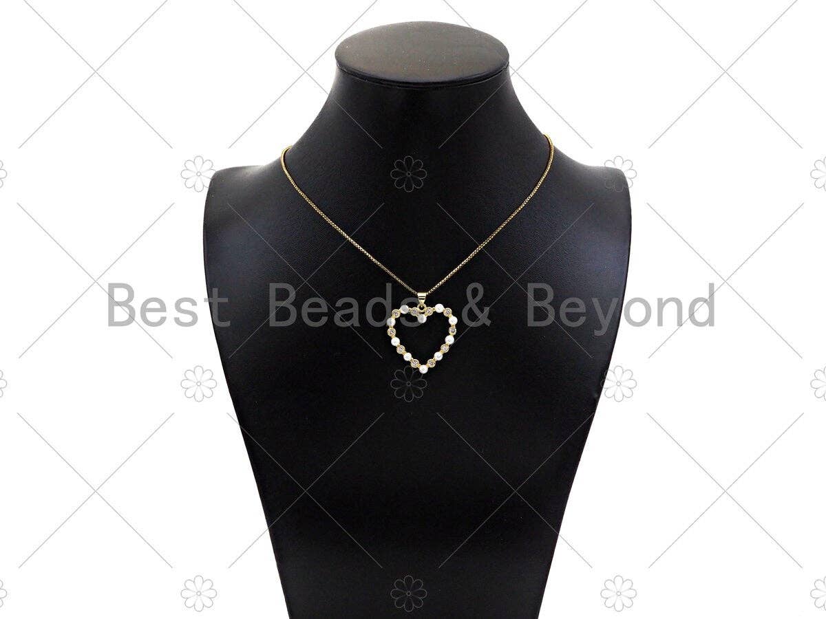 Gold Filled  Pearl Open Heart Shape Pendant,Necklace Bracelet Pendant,Sku#LD101