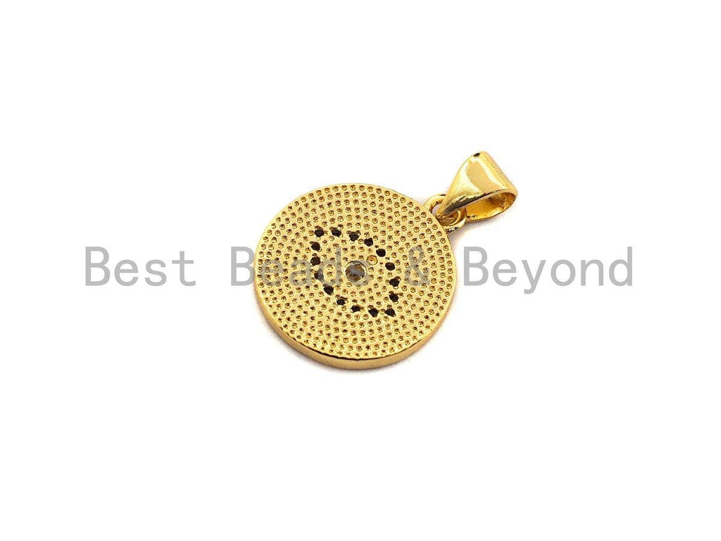 Enamel Colorful Evil Eye On Gold Coin Pendant,CZ Micro Pave Oil Drop pendant,Enamel pendant,Enamel Jewelry, 15mm/20mm,sku#Z638