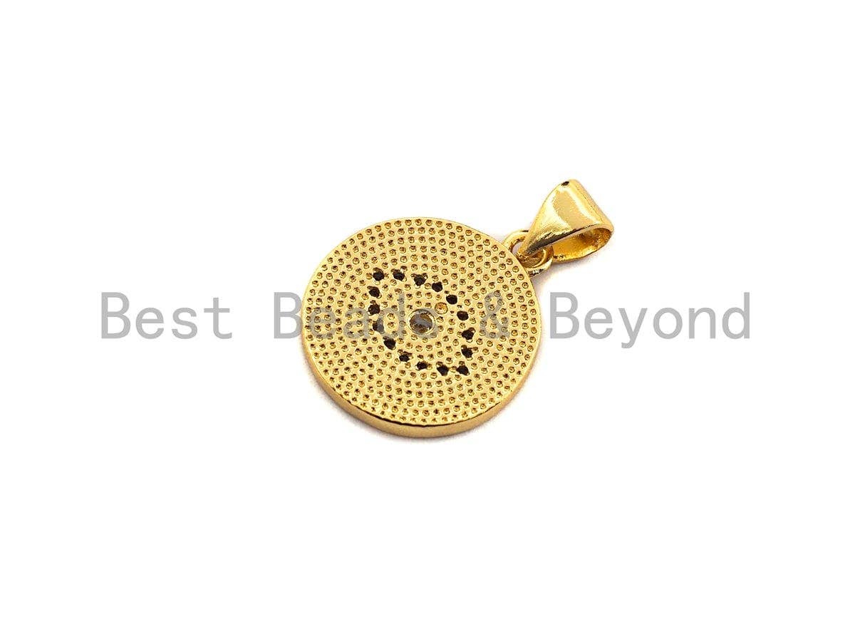 Enamel Colorful Evil Eye On Gold Coin Pendant,CZ Micro Pave Oil Drop pendant,Enamel pendant,Enamel Jewelry, 15mm/20mm,sku#Z638
