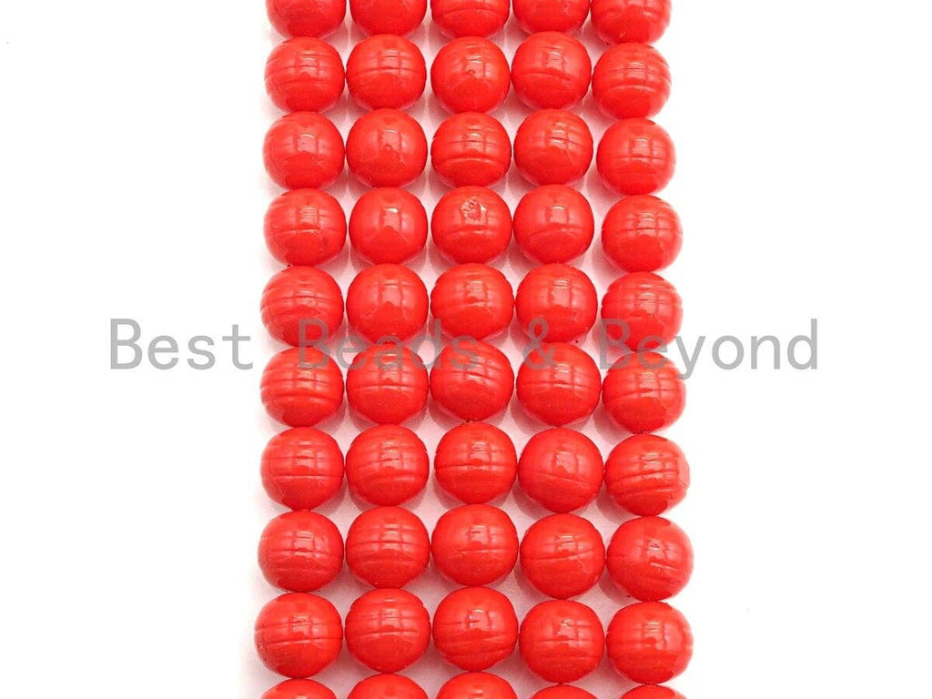 Mother of Pearl Craved Round beads, Orange Mother of Pearl, Black Mother of Pearl, 14mm, sku#T126
