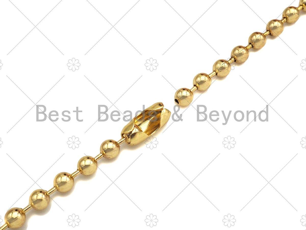 Shinny Gold 4mm Smooth ball Finished Necklace Bracelet with Lock, Ball beads Necklace, Ball beads Bracelet Necklace, sku#LD73