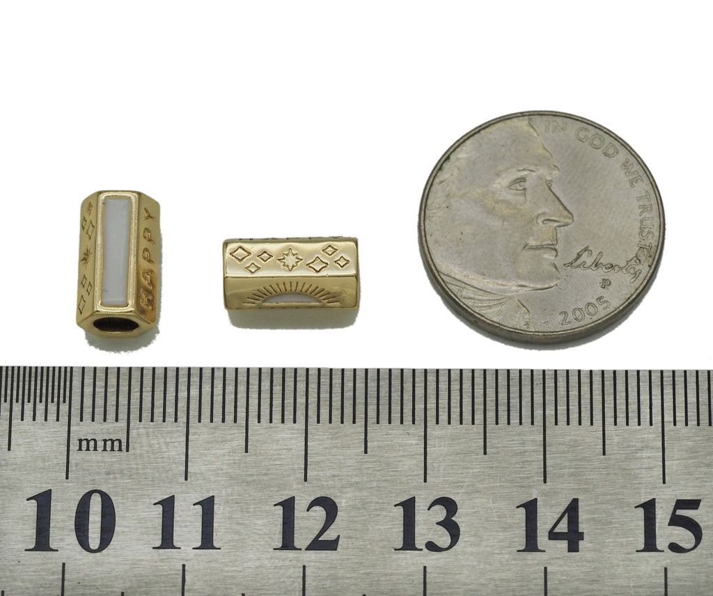 Gold Hexagon Happy Space Beads, 6x11mm, Sku#ZX88
