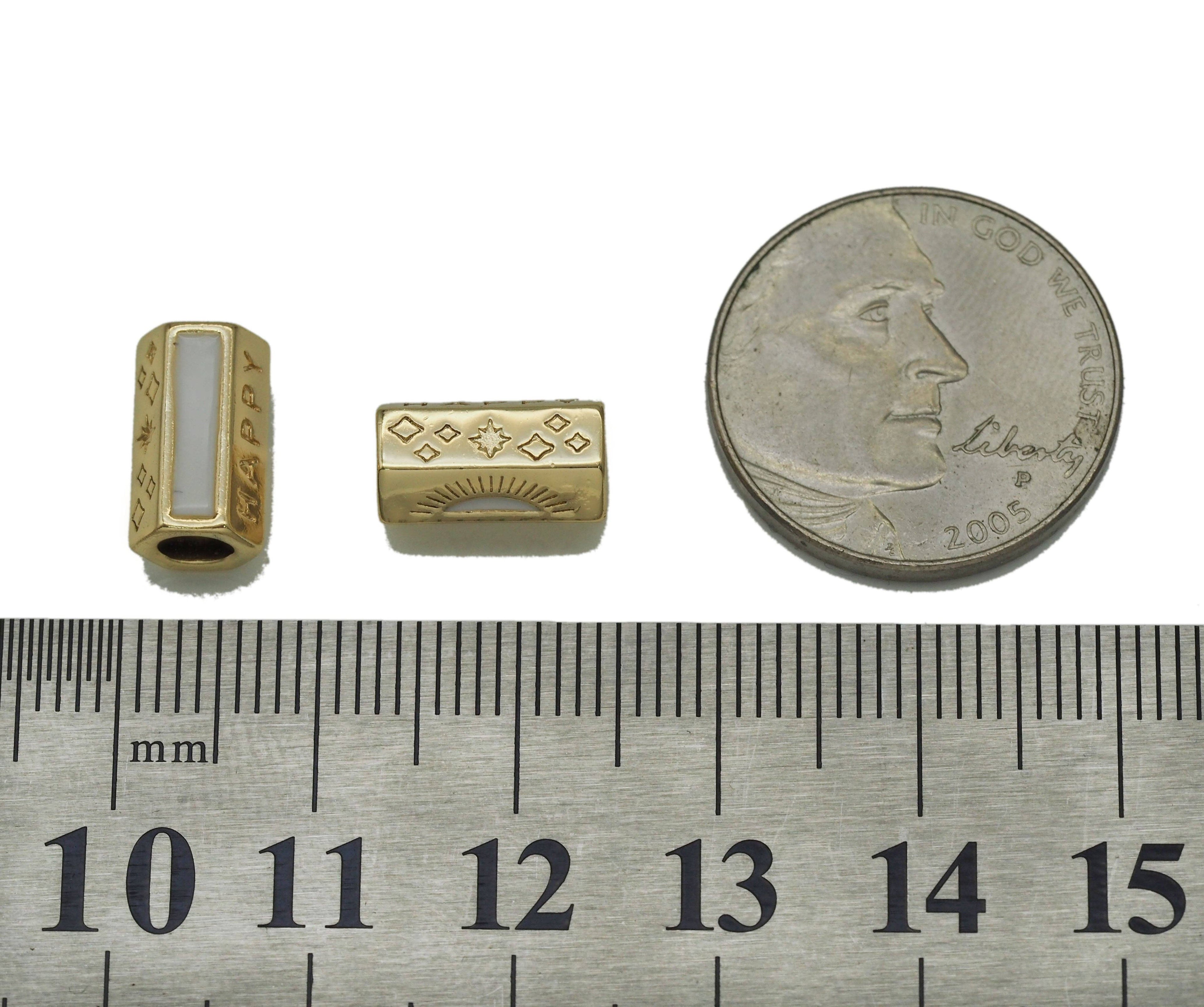 Gold Hexagon Happy Space Beads, 6x11mm, Sku#ZX88
