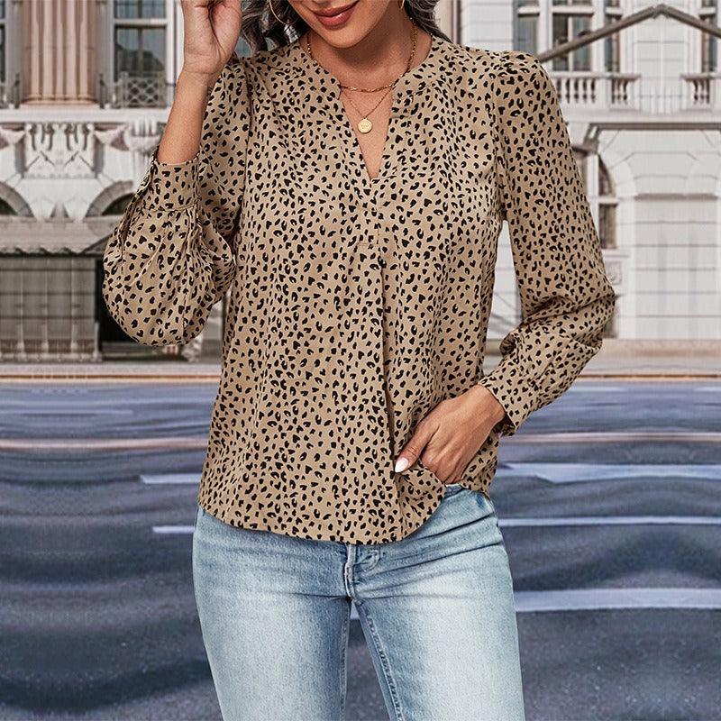 Haut à imprimé léopard Wild West – Haut de cow-girl tendance à manches longues pour femmes élégantes