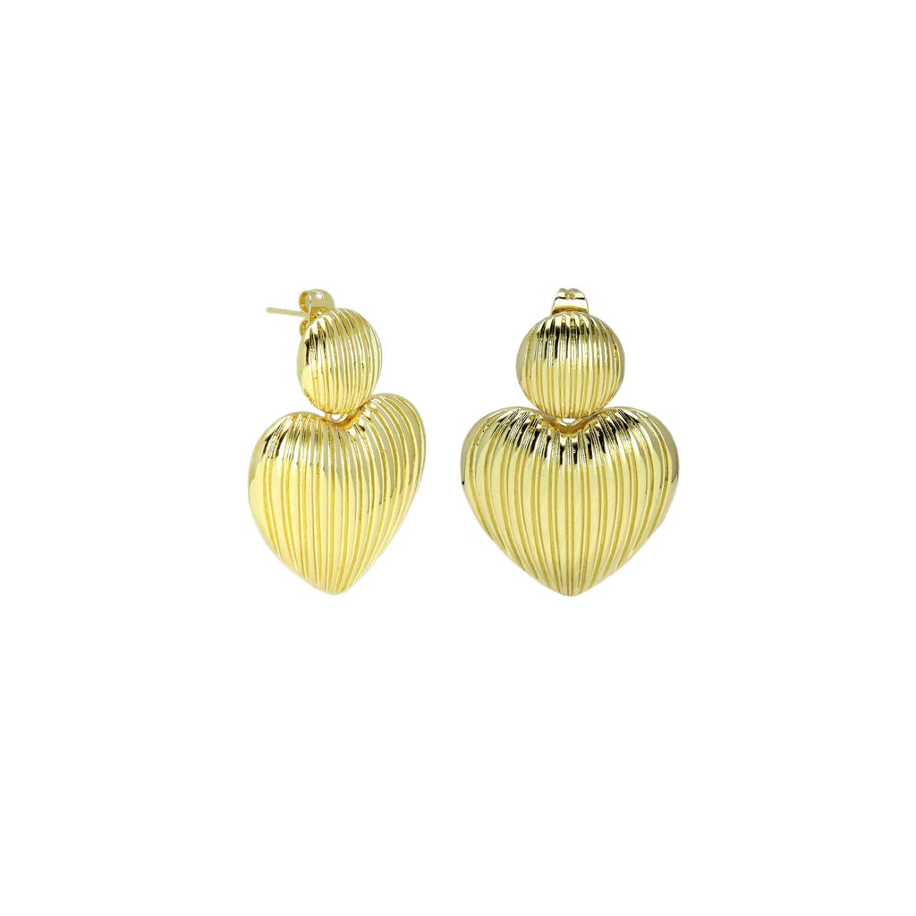Gold Vintage Heart Shape Earrings, Sku#LX624