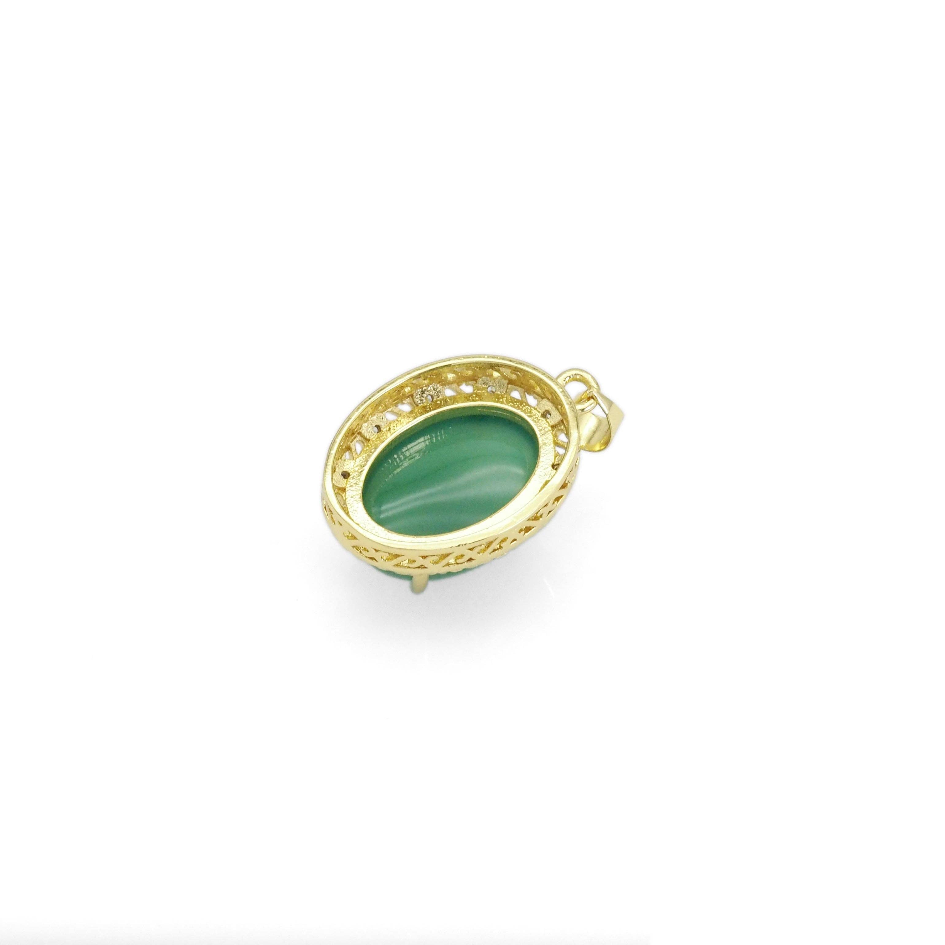 High Quality Green Jade Oval Shape Pendant, Sku#LX357
