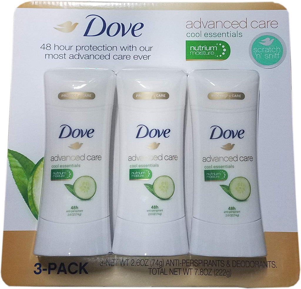 Dove Advanced Care Cool Essentials Antisudorifique 74 g (Paquet de 3)