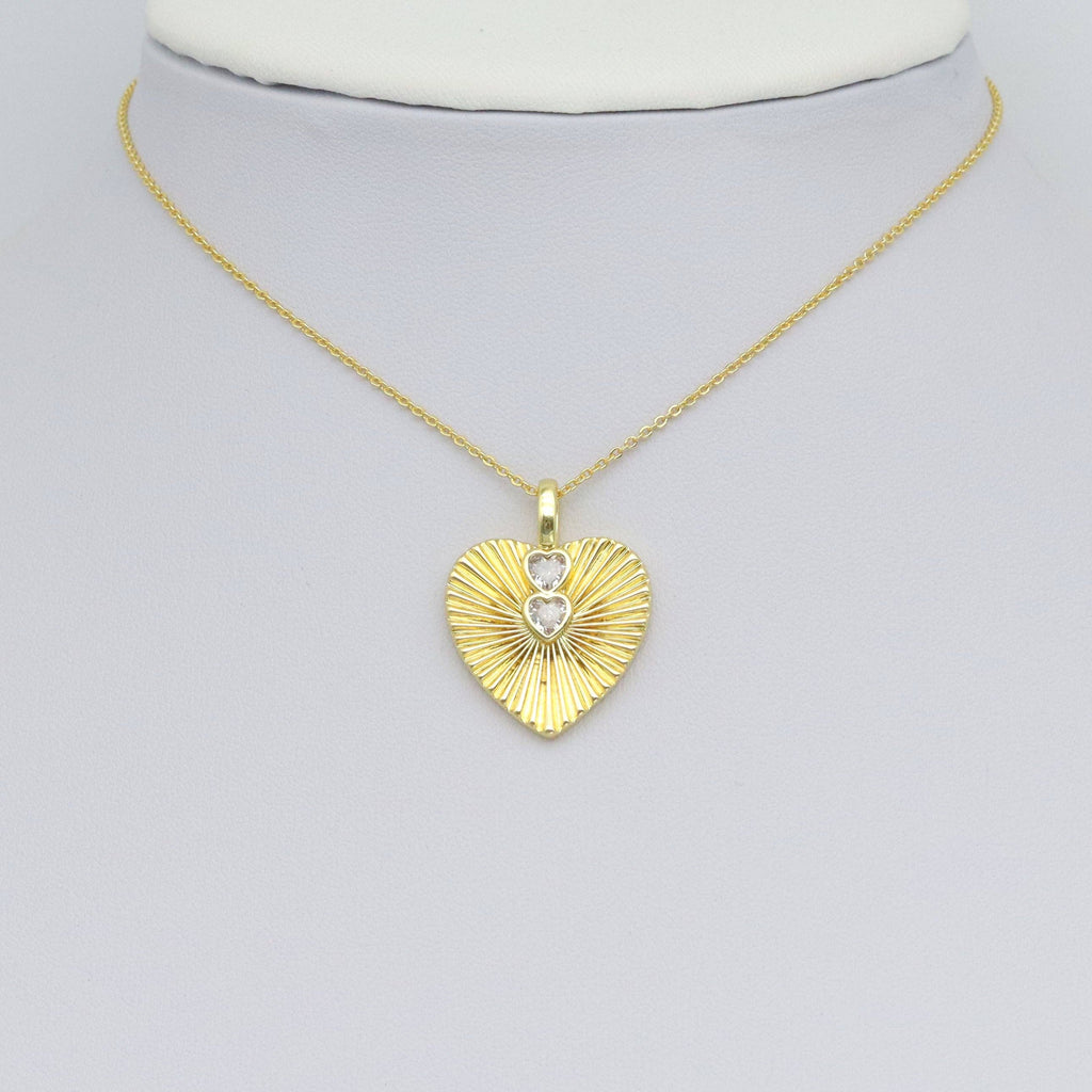 Cystal CZ Heart on Radical Heart Charm Pendant, Sku#LX755