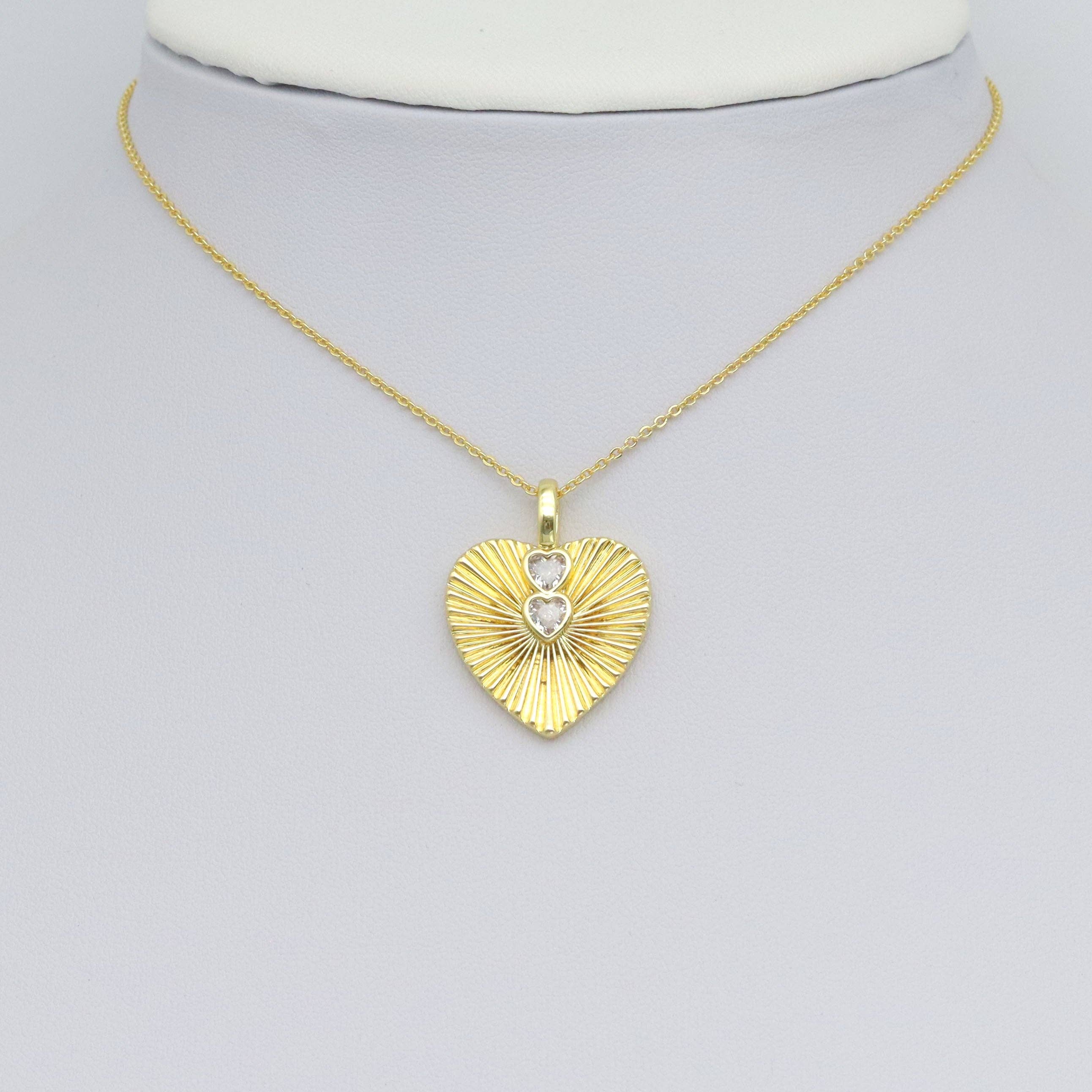 Cystal CZ Heart on Radical Heart Charm Pendant, Sku#LX755