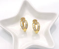 CZ Pave Gold Oval Horseshoe Buckle Link Ring, Sku#LD344