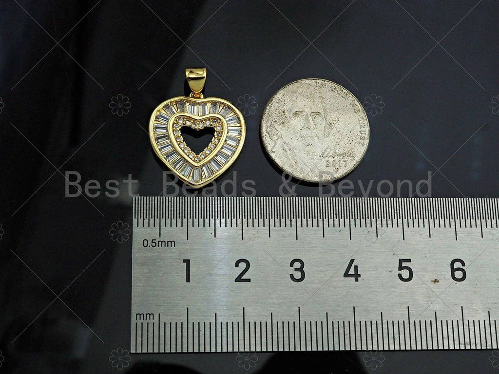 Gold Filled CZ Micro Pave Heart Shape Pendant ,18K Gold Filled Heart Charm, Necklace Bracelet Charm Pendant,18x20mm,Sku#LD98