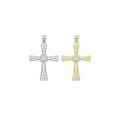 Gold Silver Clear CZ Cross Charm Pendant, Sku#LD633