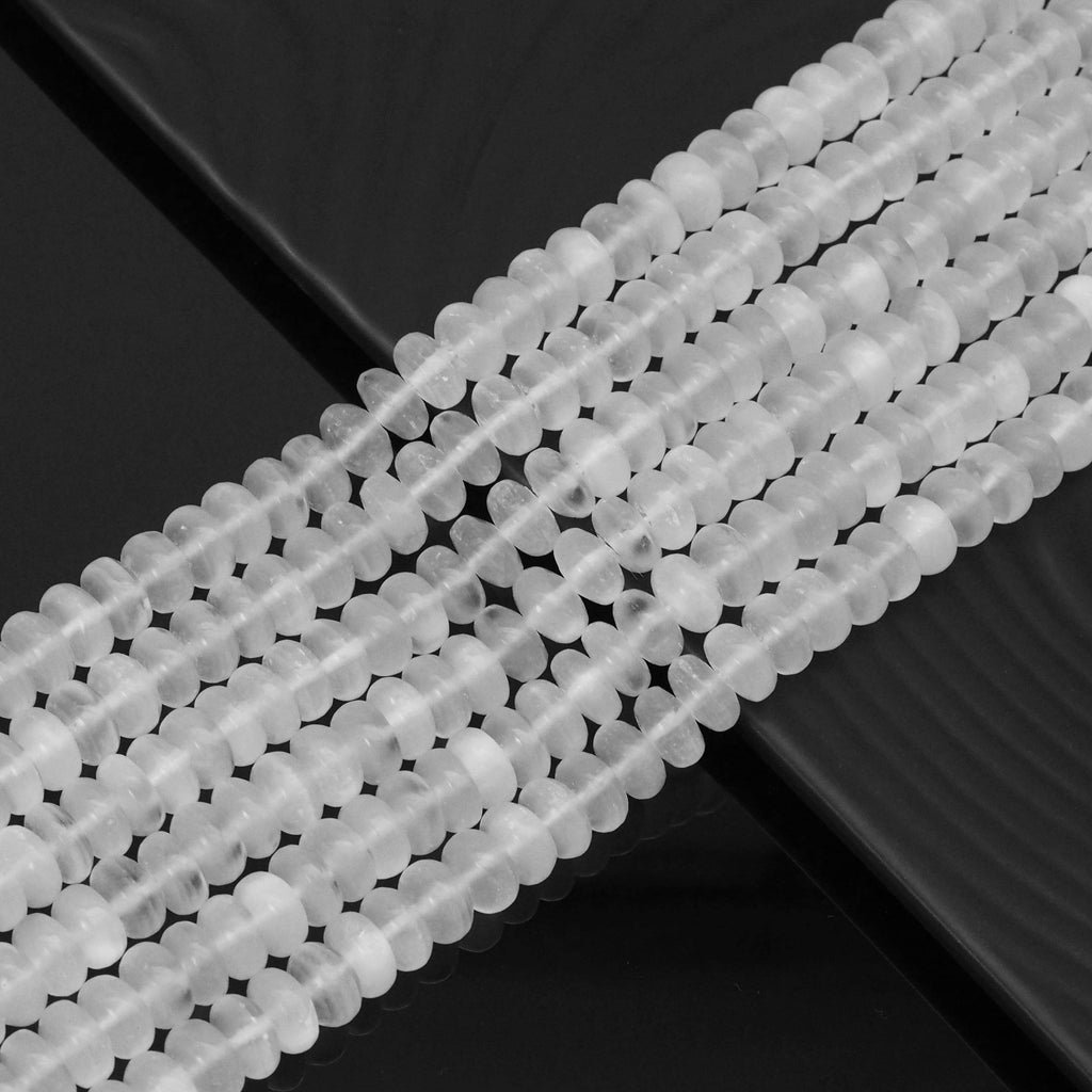 Genuine Selenite Rondelle Smooth Beads, Sku#U1674