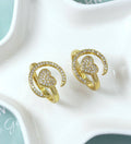 CZ Gold Heart Moon  Ring, Sku#LD320