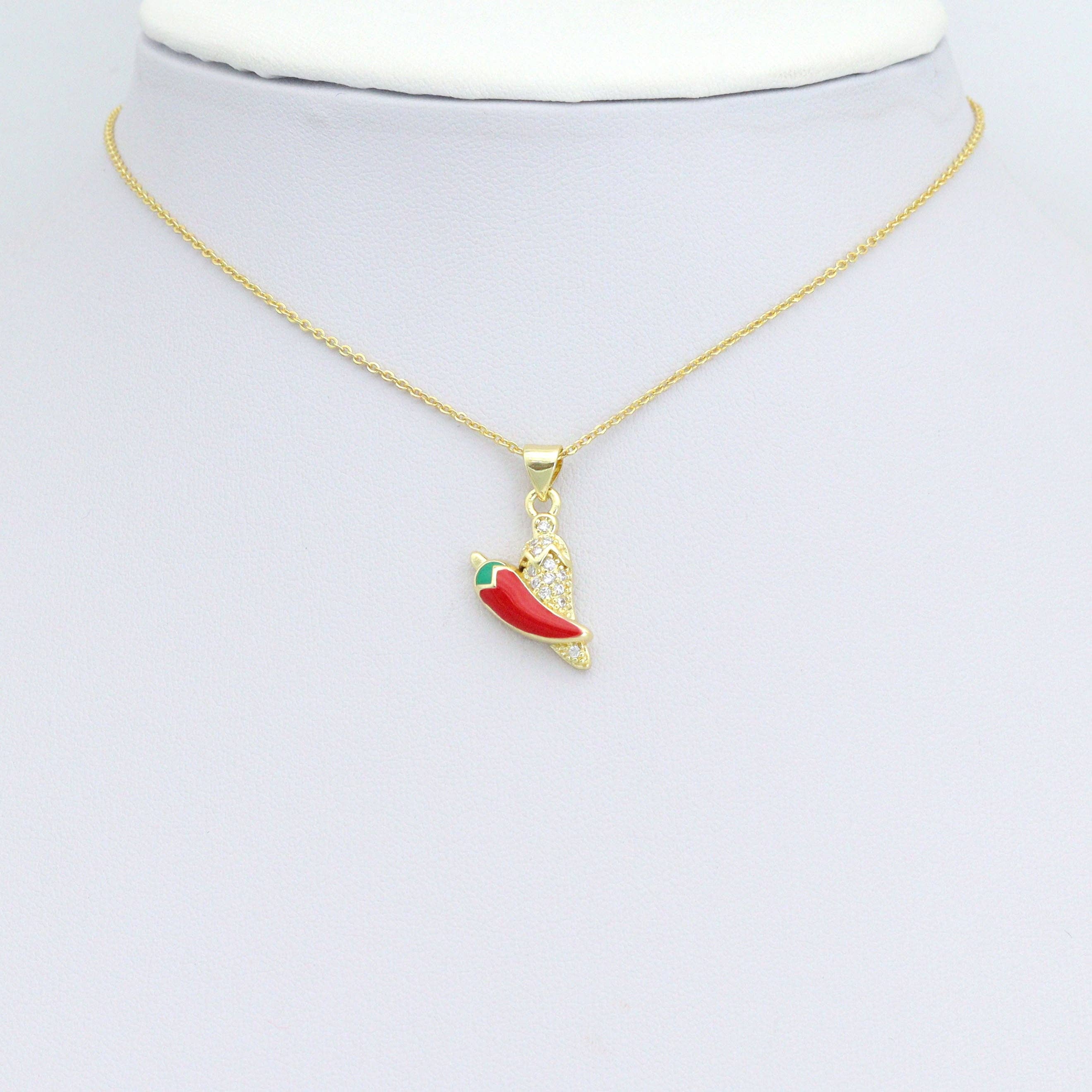 Clear CZ Red Chili Charm Pendant,Sku#LK1222