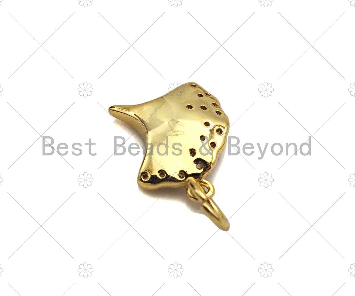 CZ Micro Pave Shell Leaf Shape Pendant/Charm, Bracelet Necklace CZ  Leaf Pendant Charm, Silver/Gold/Rose Gold Tone, 12x11mm,Sku#Y373