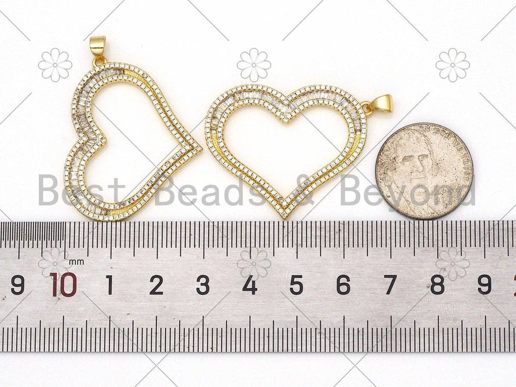 CZ Micro Pave Heart Shape Pendant/Charm,18K Gold Filled Heart Charm,Necklace Bracelet Charm Pendant,30x37mm,Sku#LK399