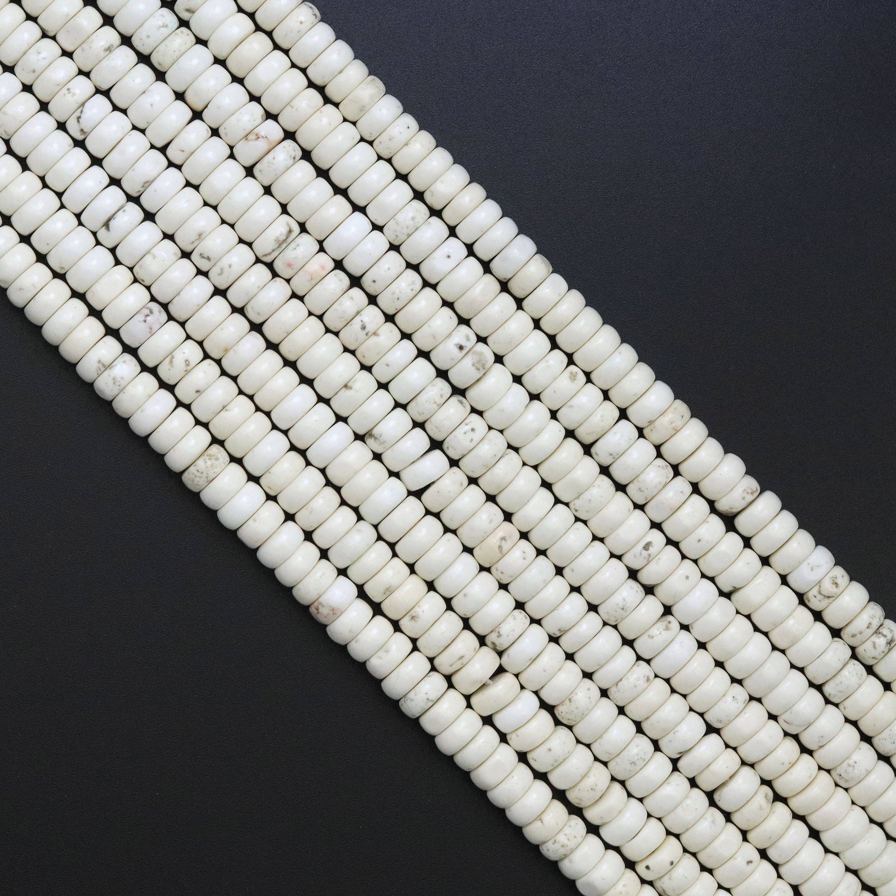 White Turquoise Rondelle Smooth Beads, Sku#U1833