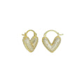Puffy CZ V Shape Huggie  Earrings, Sku#LD555