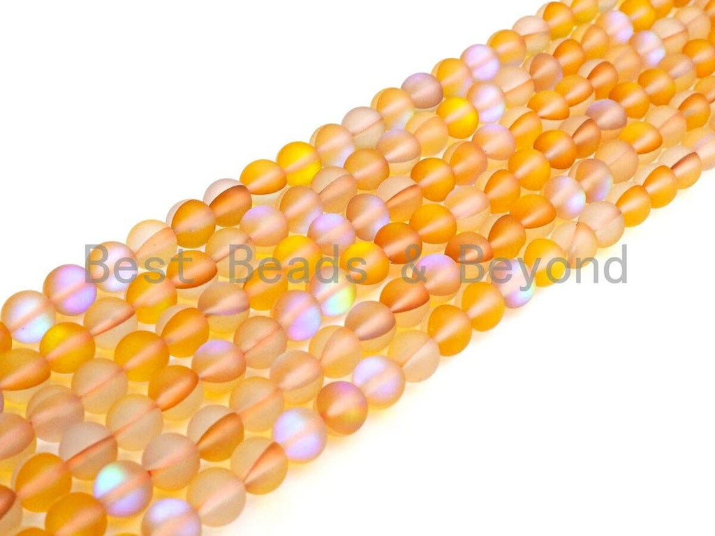 NEW COLOR!!! Spectrolite Yellow Quartz Matte, High Quality in Round 6mm/8mm/10mm/12mm, Yellow Manmade Crystal, 15.5inch strand, SKU#U820
