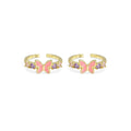 CZ Pink Enamel Butterfly Adjustable Ring, Sku#LD450