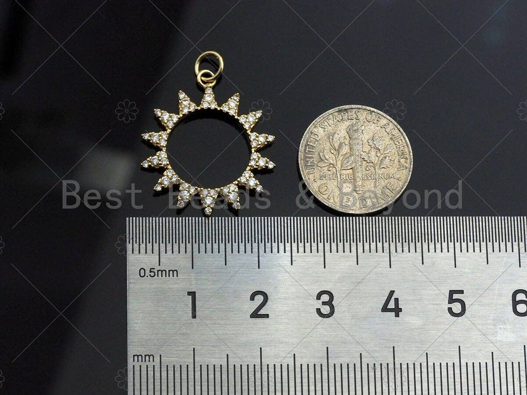 CZ Mirco Pave Hollow Out Sun/Sunflower Charm/Pendant, Sunflower Charm, Sun Pendant, 16mm/21mm, sku#Y295