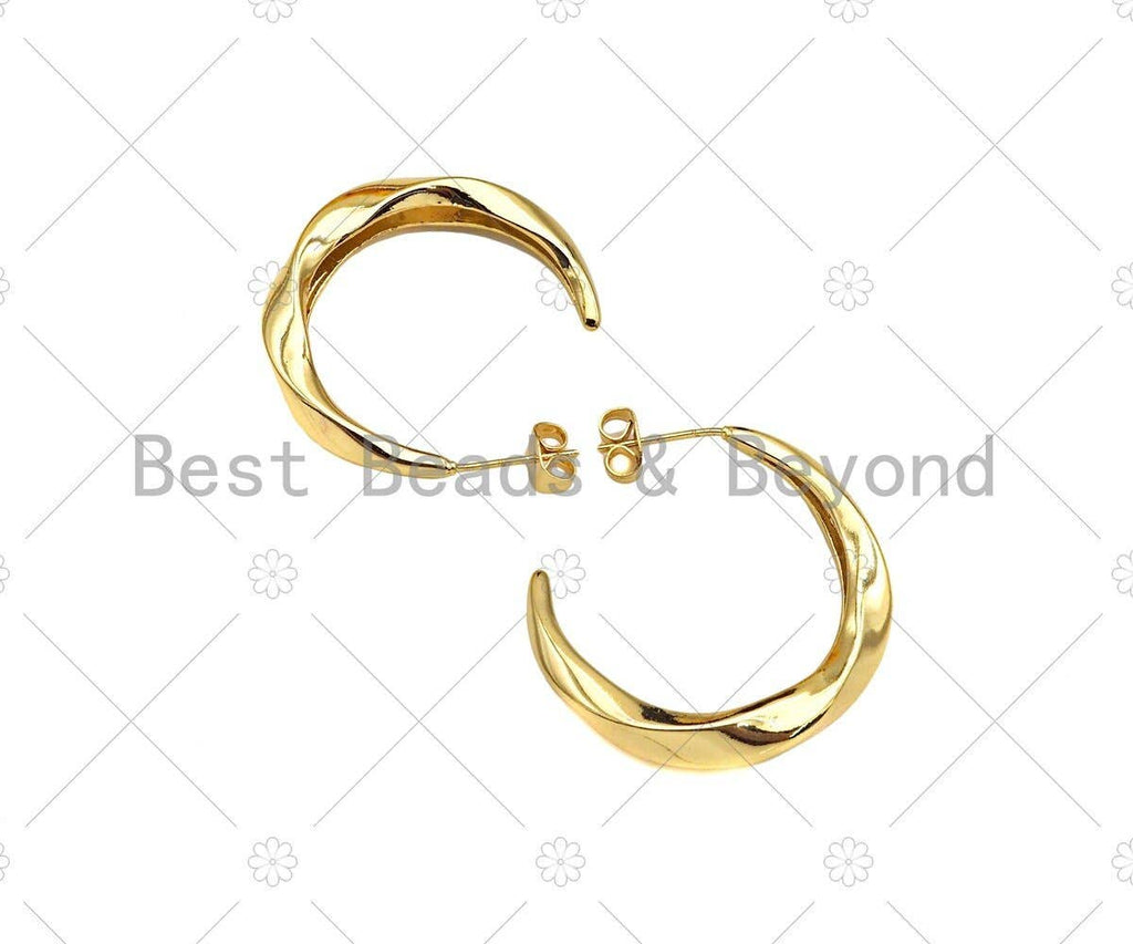 Gold Twisted Hoop Earrings, Sku#J318C