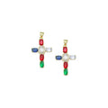 Colorful Oval CZ Cross Charm, Sku#LK945