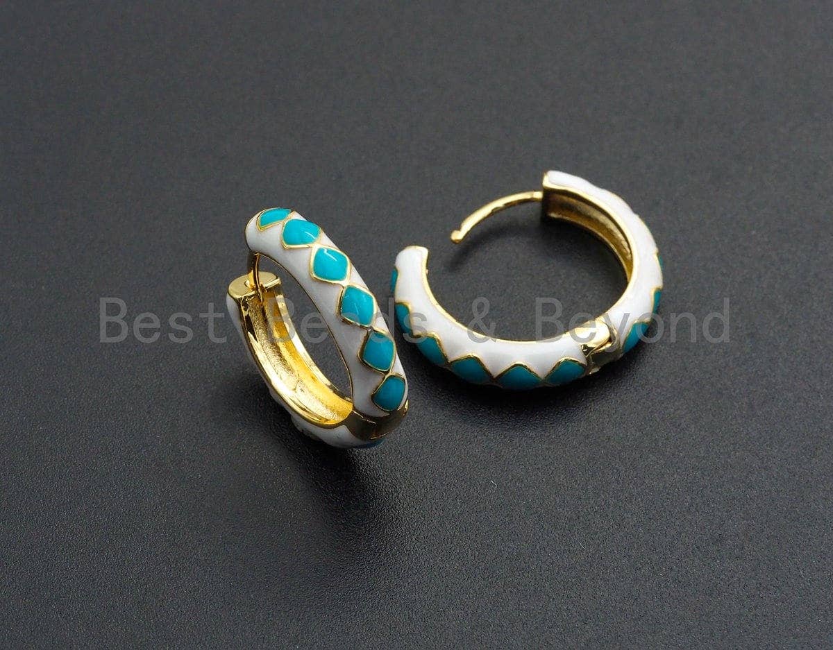 Colorful Enamel Round Ring Latch Back Earring, Enamel Huggie