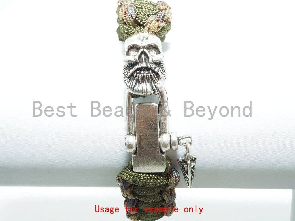 Antique Beard Man Skull Beads, Skull Bead, Paracord Bead Skull Charm, Fit for EDC Survival Bracelet Keychain Lanyard, 13x21x15mm, sku#Y96