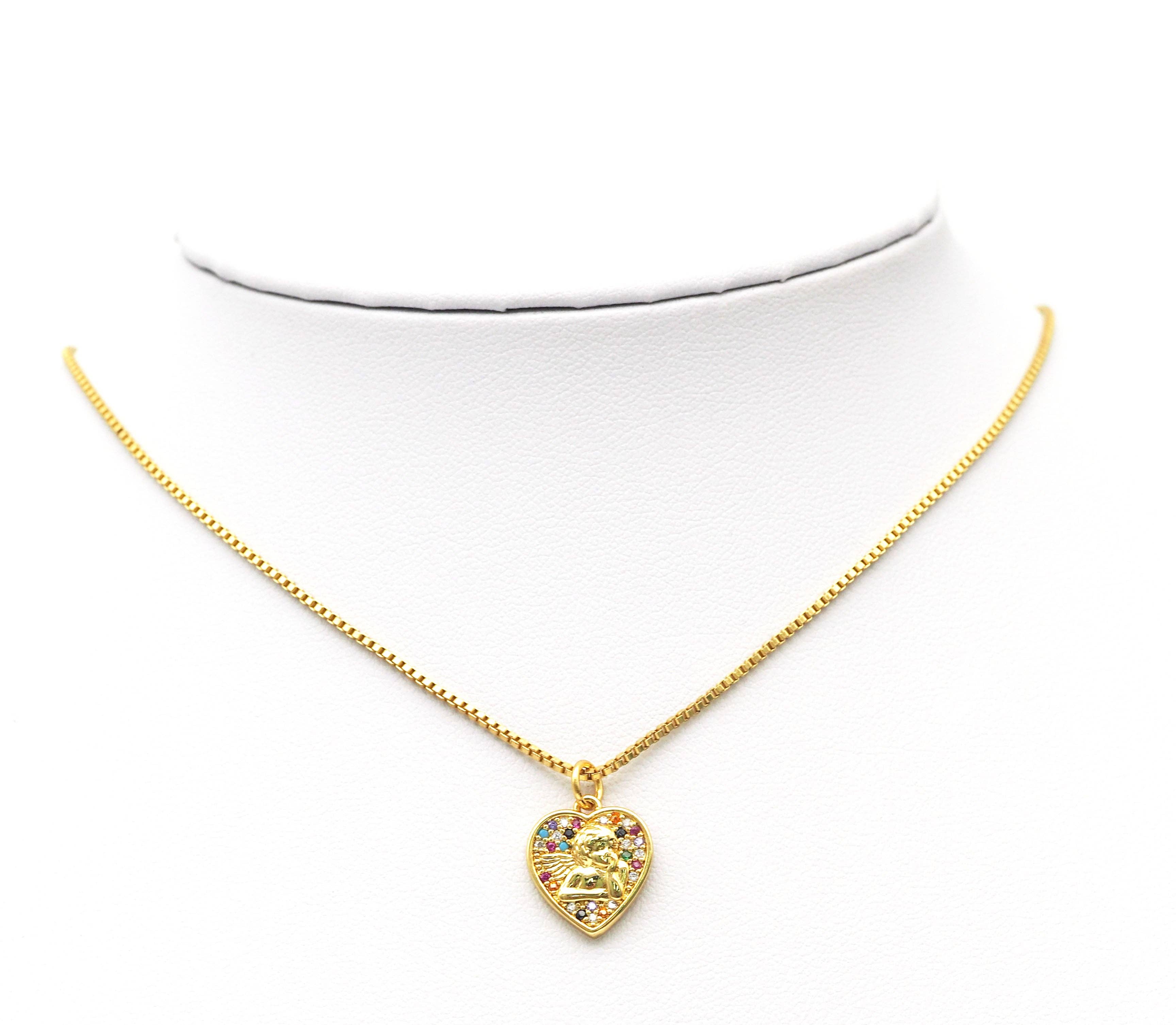 CZ Angel Heart Charm, Sku#B156