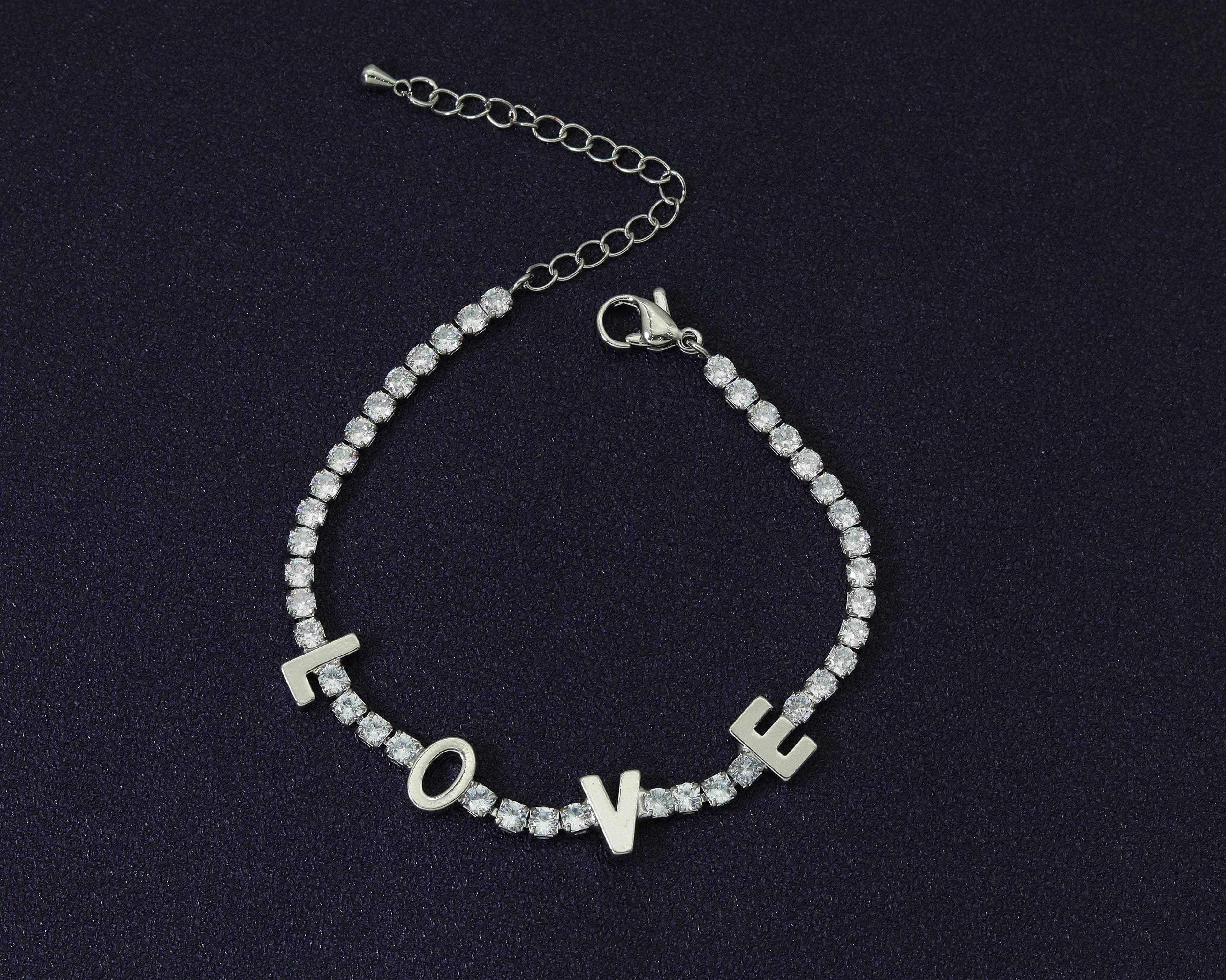 CZ Love Word Bracelet, Sku#B172