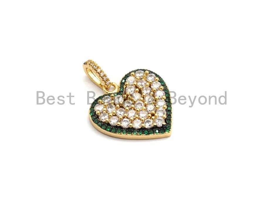 CZ Micro Pave Large Heart Pendant, Fuchsia Cz Pave Pendant, Fashion Jewelry Findings, Focal Charm, 21x21/33x35mm, sku#F688