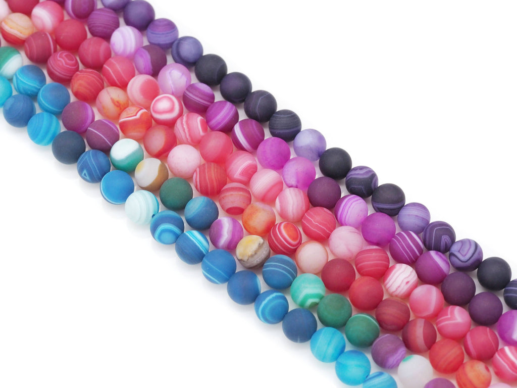 Matt Banded Agate Roudn Smooth Beads, Sku#UA238