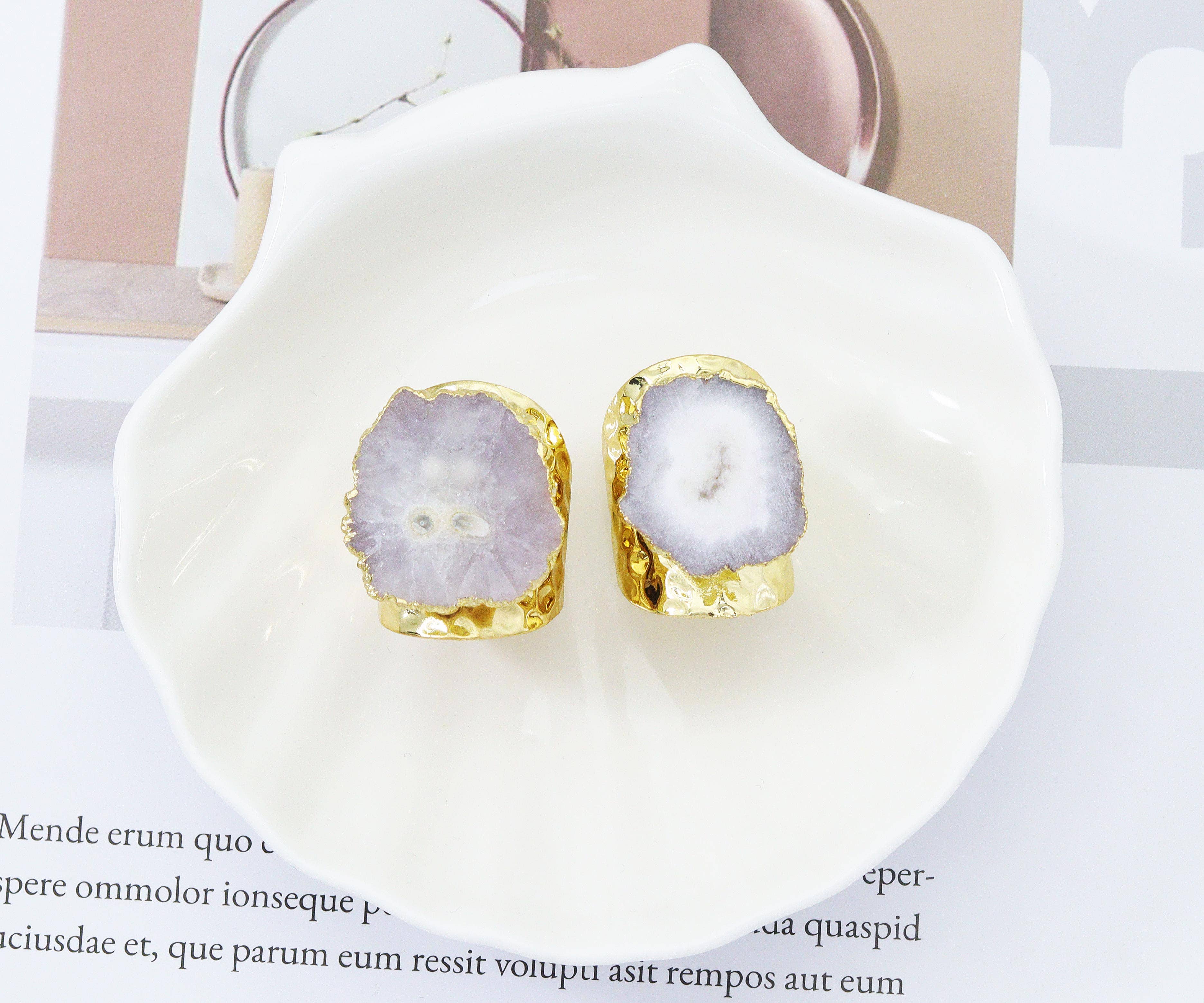Gold Druzy Adjustable Ring, Sku#YT35