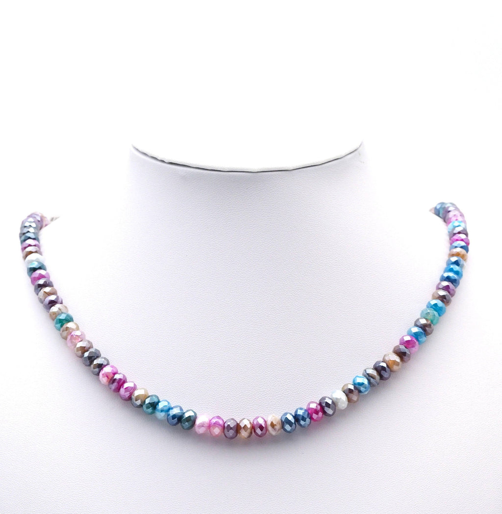 Mystic Mixed Color Banded Agate Rondelle Faceted Beads, Sku#UA296C